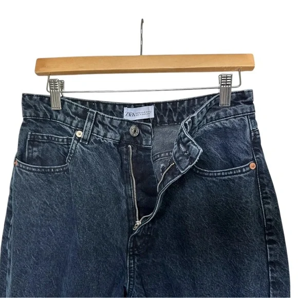 Zara High Waisted Mom Jeans Dark Wash Size 8 - Picture 3 of 6